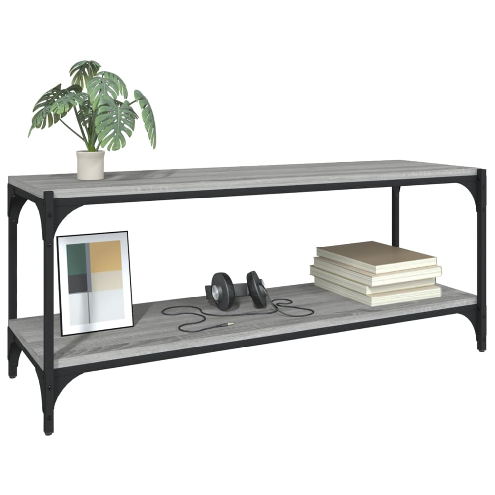 vidaXL 2 Shelf Grey Sonoma Wood and Steel TV Cabinet Image 4