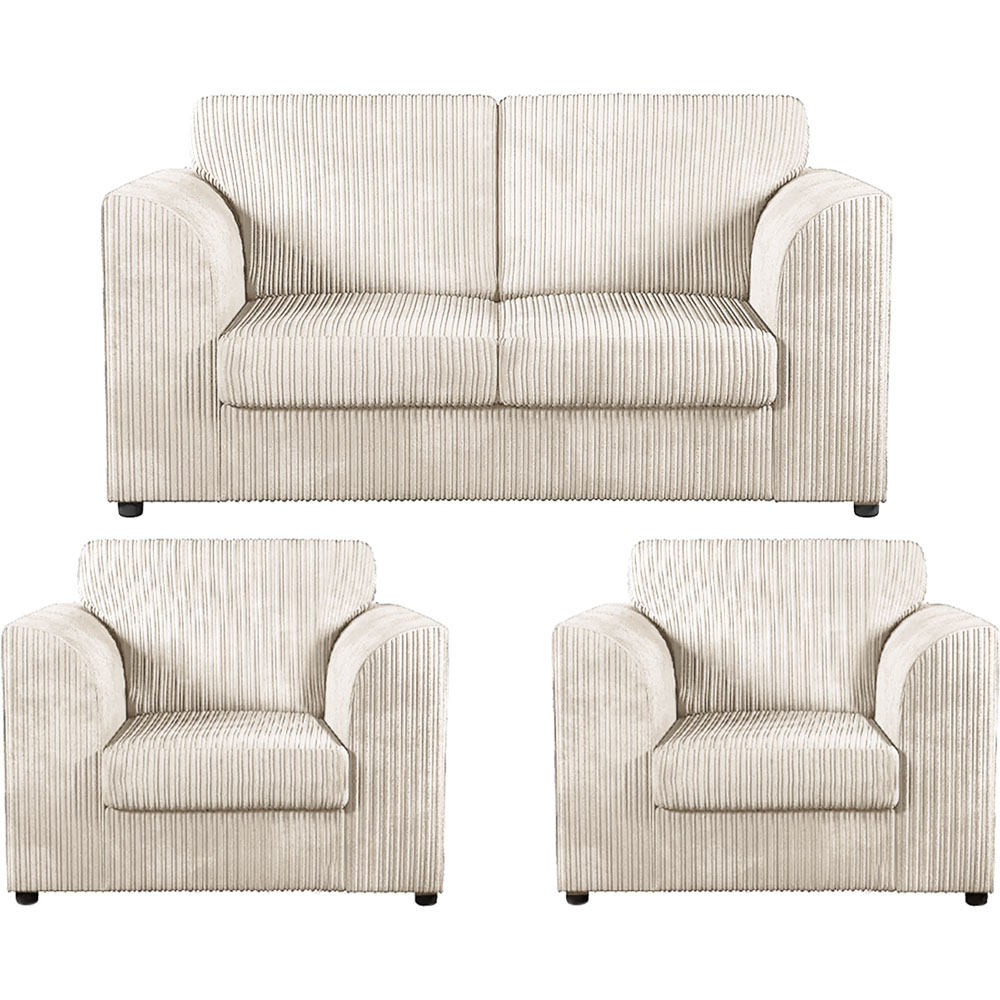 Luxor 4 Seater Cream Jumbo Cord Full Back Sofa Suite Image 2