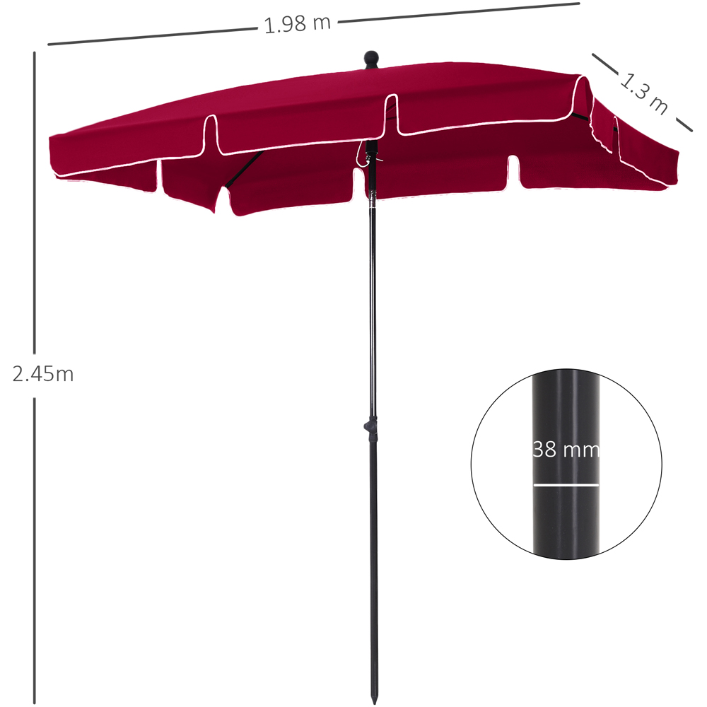 Outsunny Red Tilting Parasol 2 x 1.25m Image 8