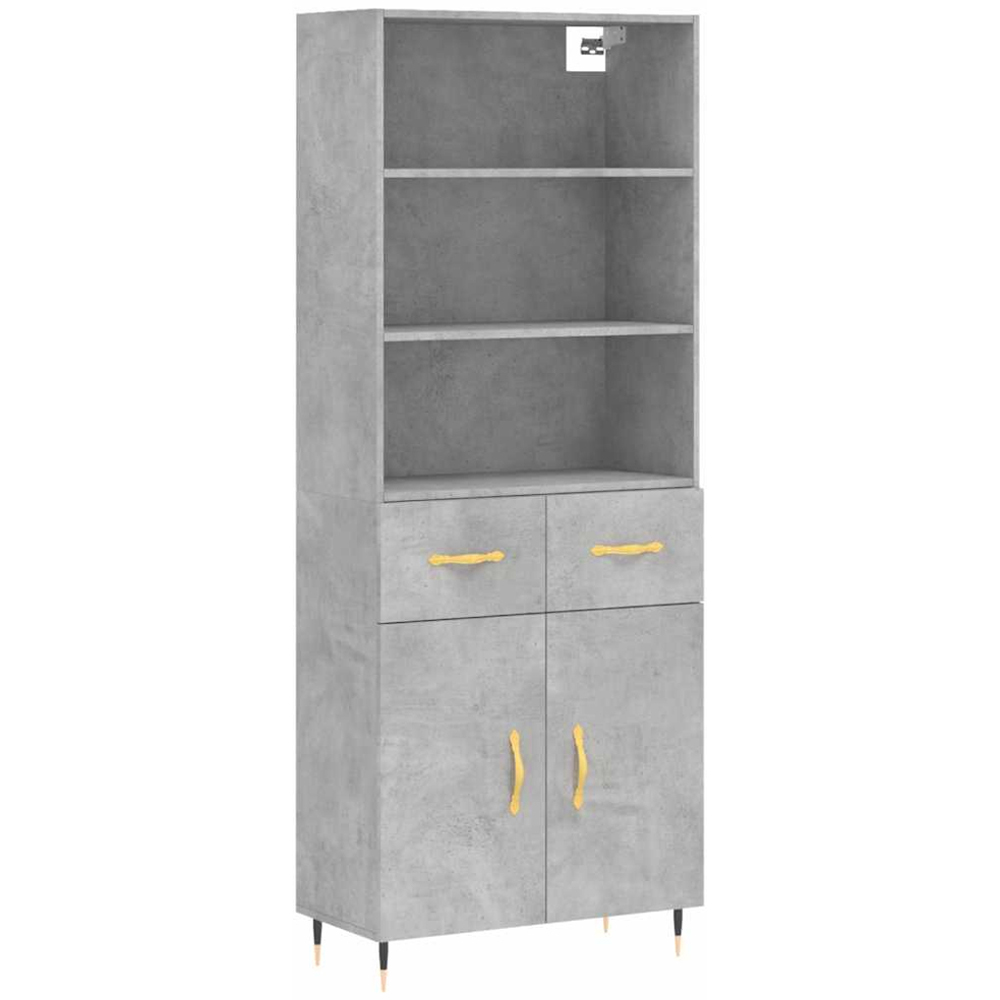 vidaXL 2 Door 2 Drawer 3 Shelf Concrete Grey Highboard Image 2