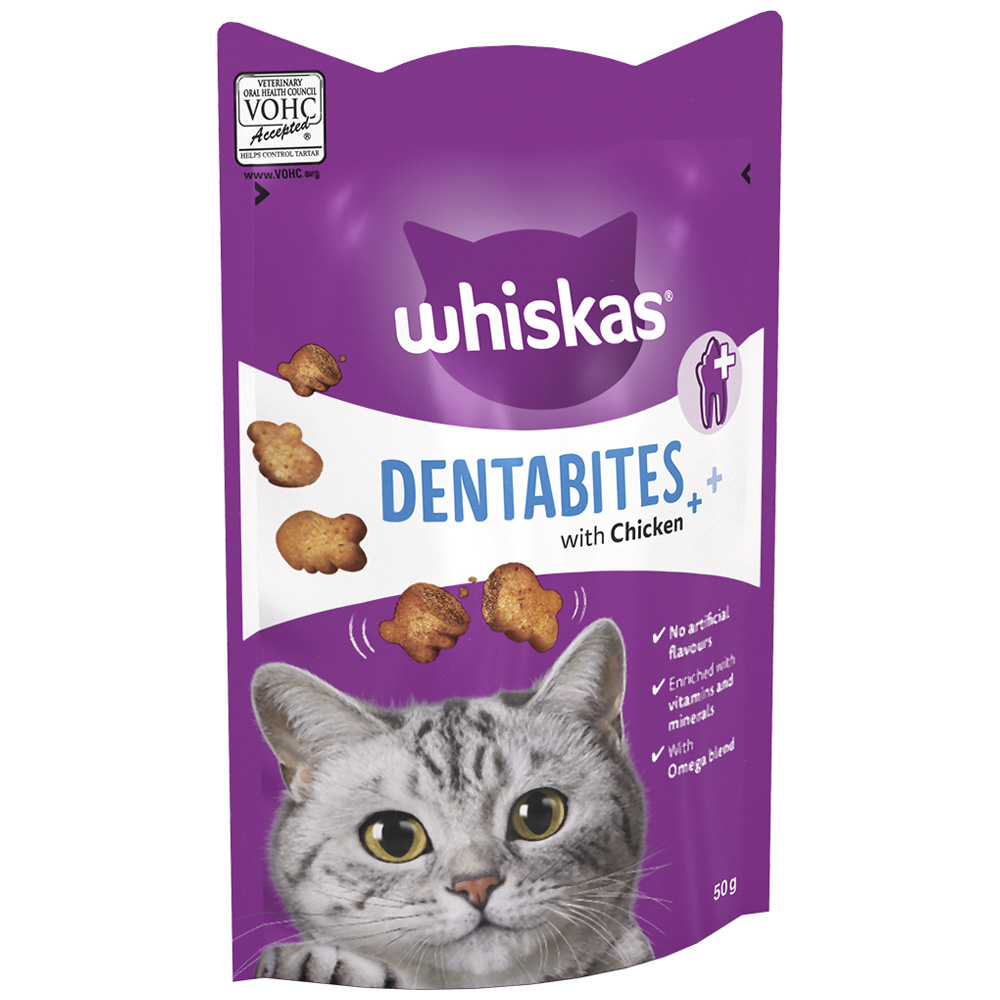 Whiskas Dentabites with Chicken Adult Cat Dental Treat Biscuits 50g Image 2