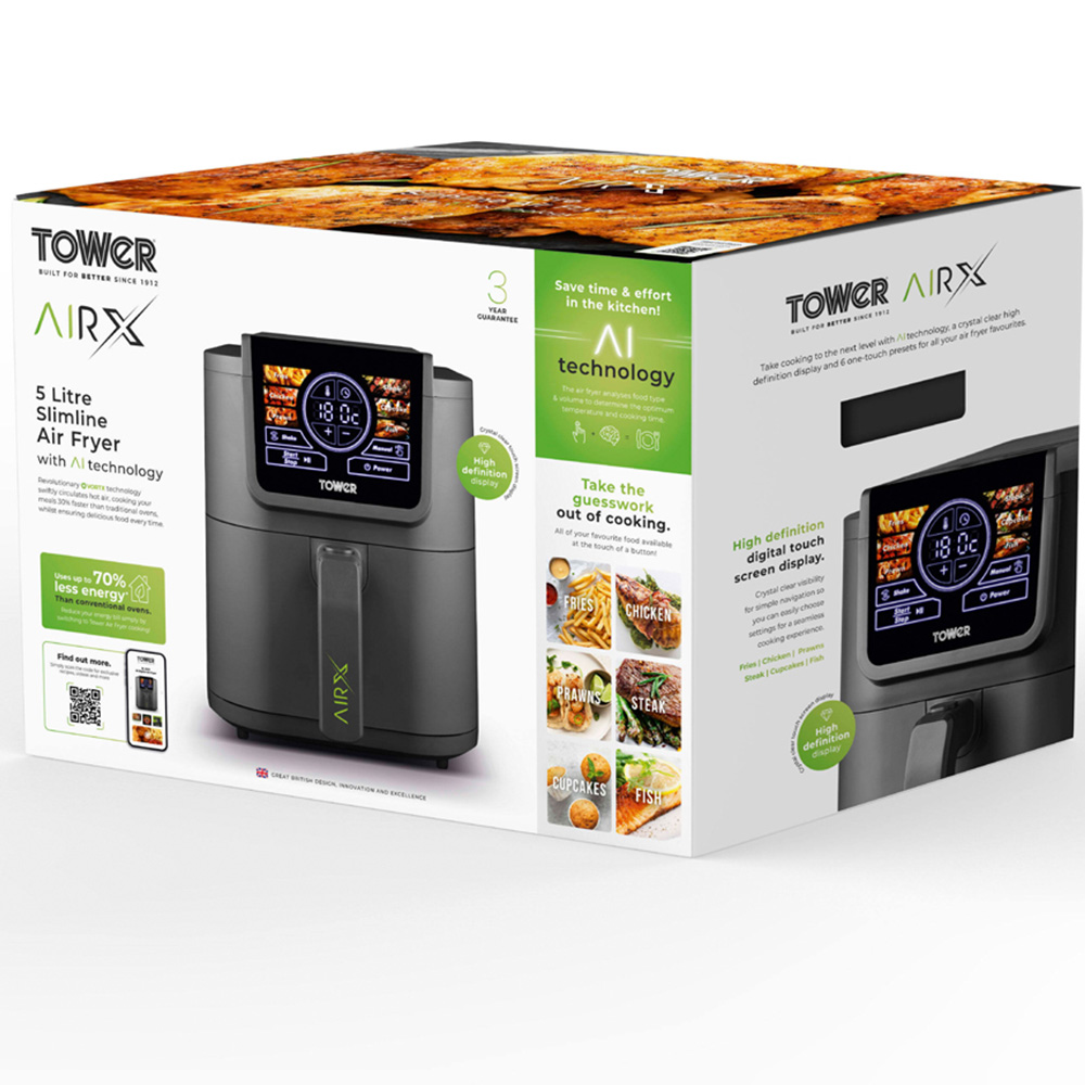 Tower AirX T17166 Grey Single Basket Air Fryer Digital Air Fryer 5L Image 7