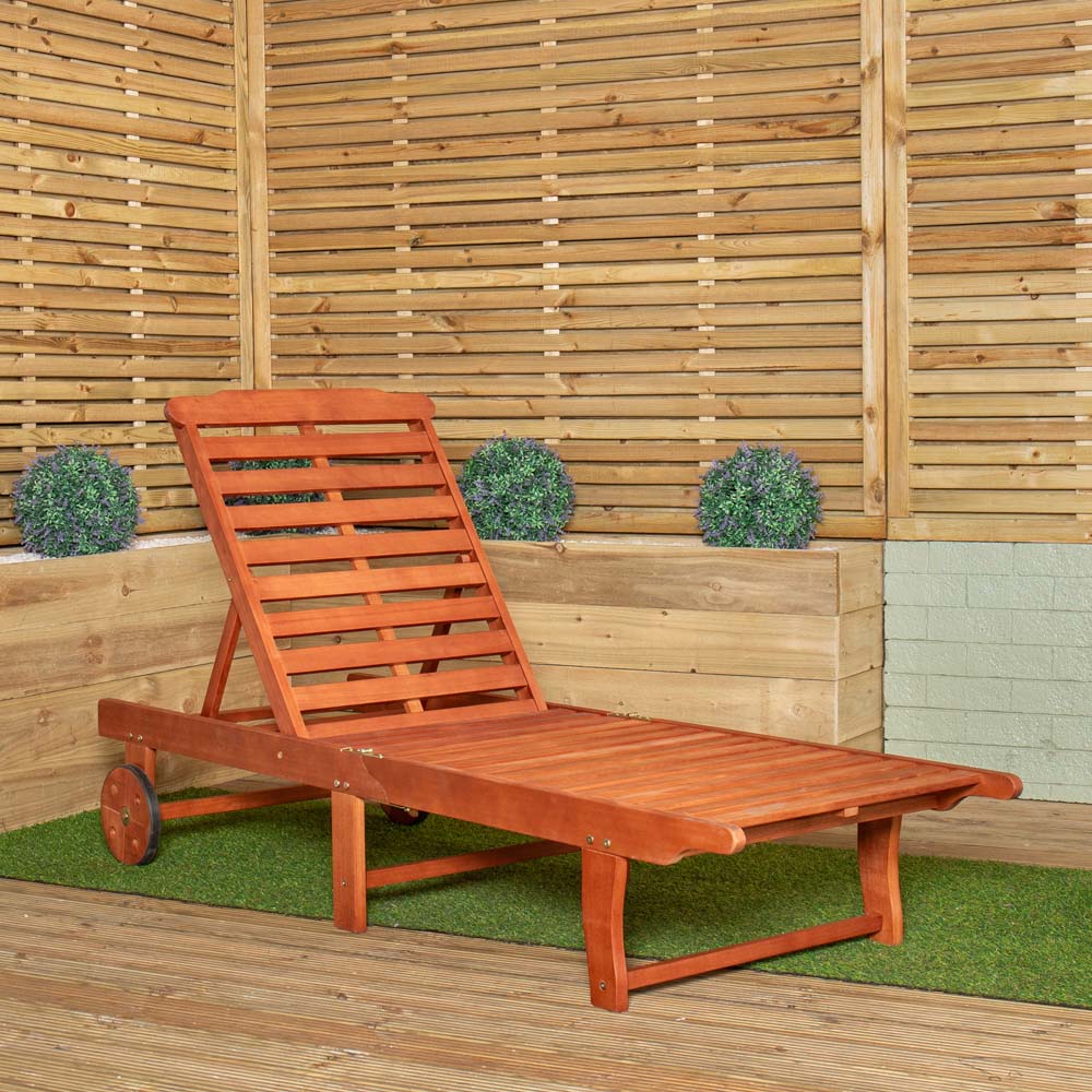 Samuel Alexander Wooden Foldable Sun Lounger with Wheels Image 7