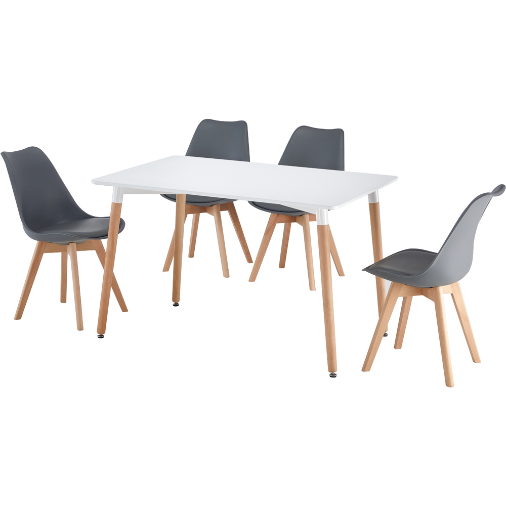 Comfy Living 4 Seater Rectangular Dining Set White and Grey Image 2