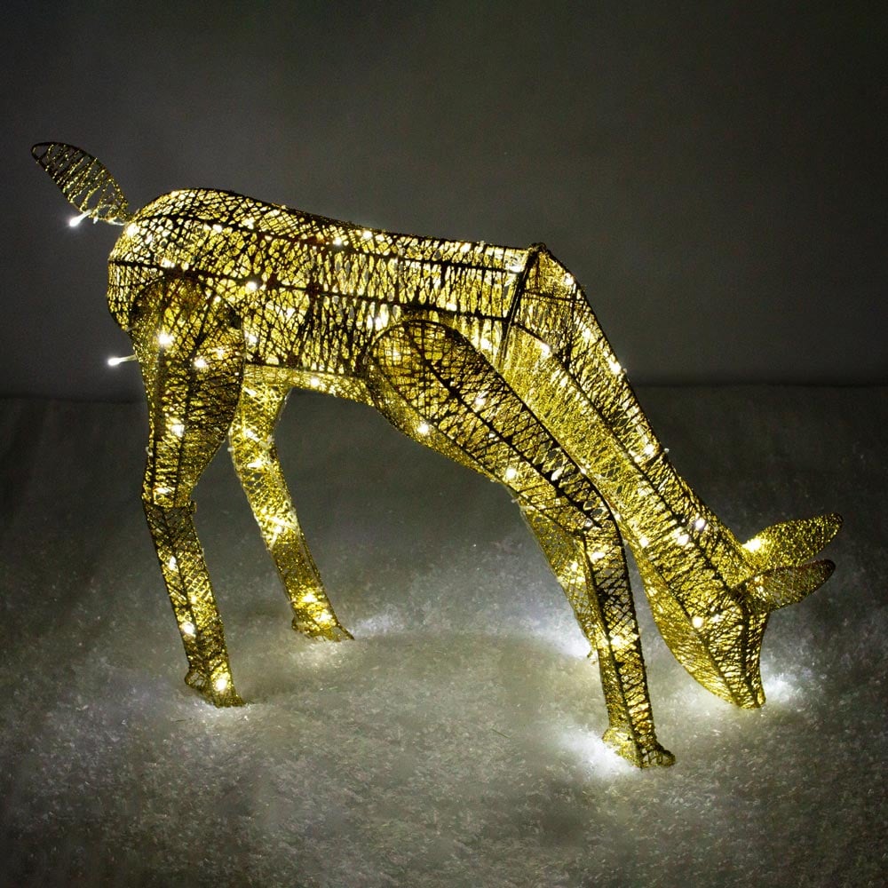 Monster Shop 61cm LED Gold Grazing Doe Reindeer Outdoor Christmas Decoration Image 1