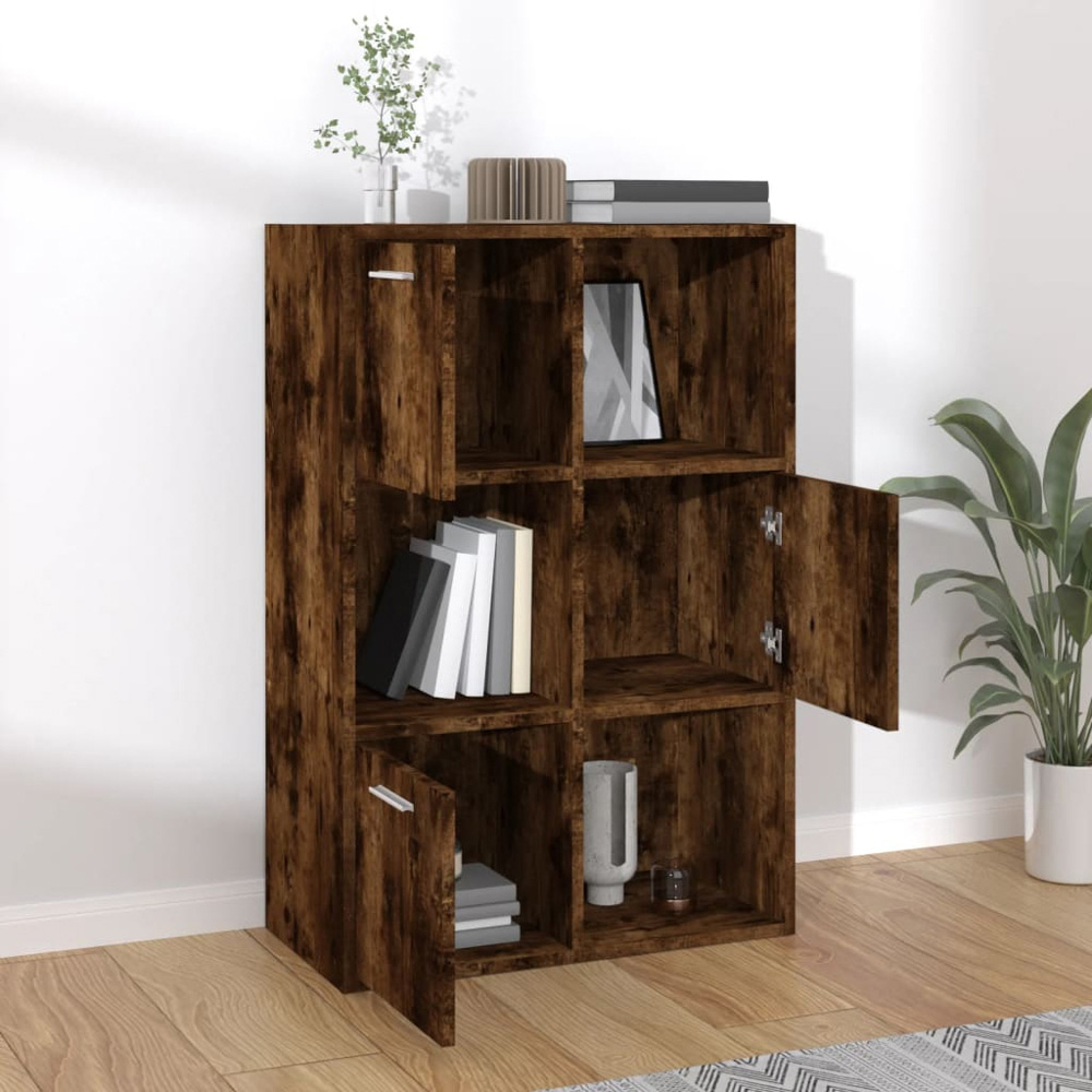 vidaXL 3 Door 3 Shelf Smoked Oak Storage Cabinet Image 8