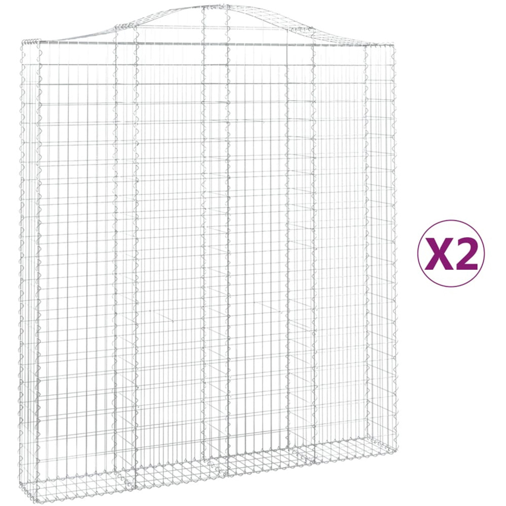 vidaXL Silver Galvanised Iron Gabion Basket 200 x 30 x 220/240cm 2 Pack Image 4