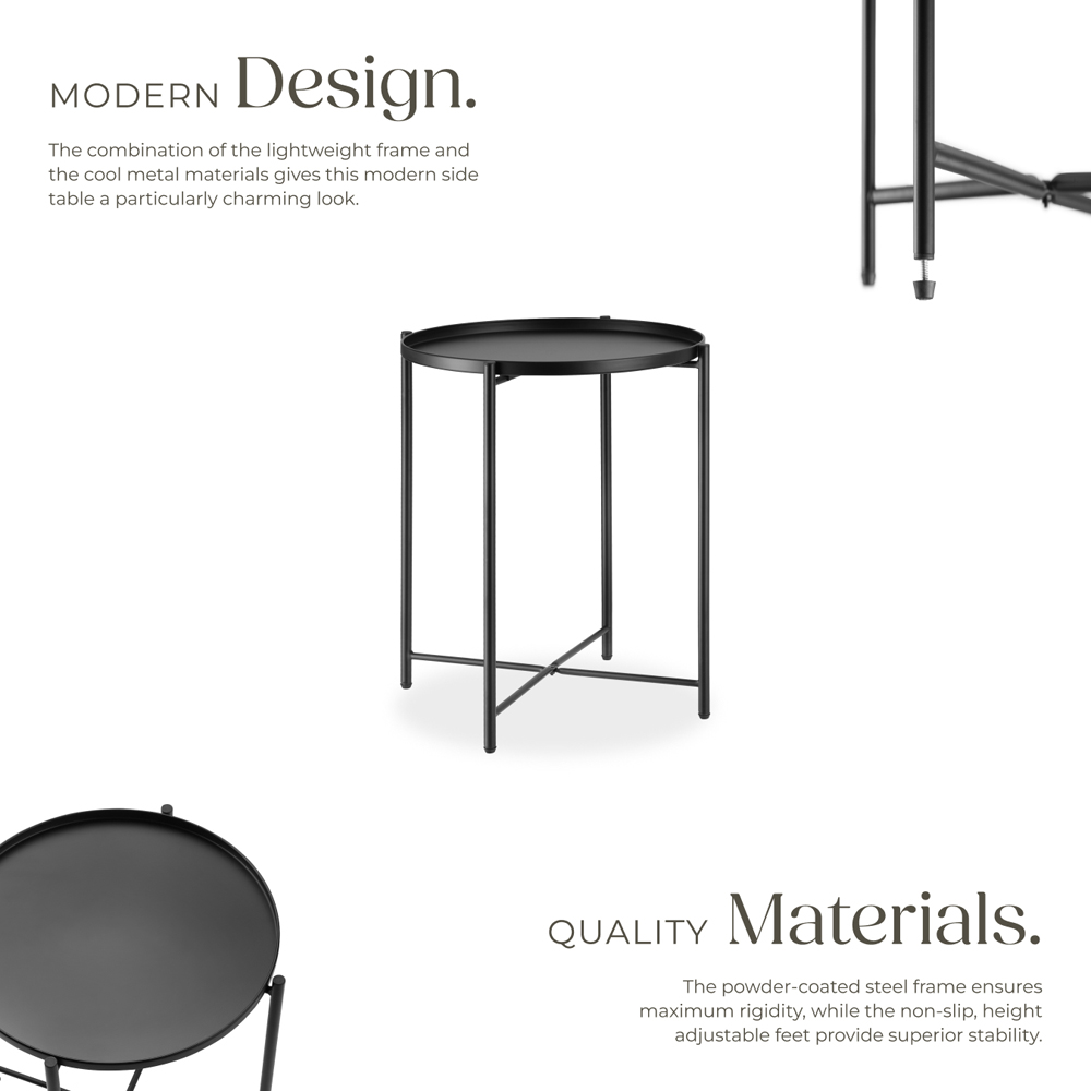 tectake Chester Black Round Bedside Table Image 4