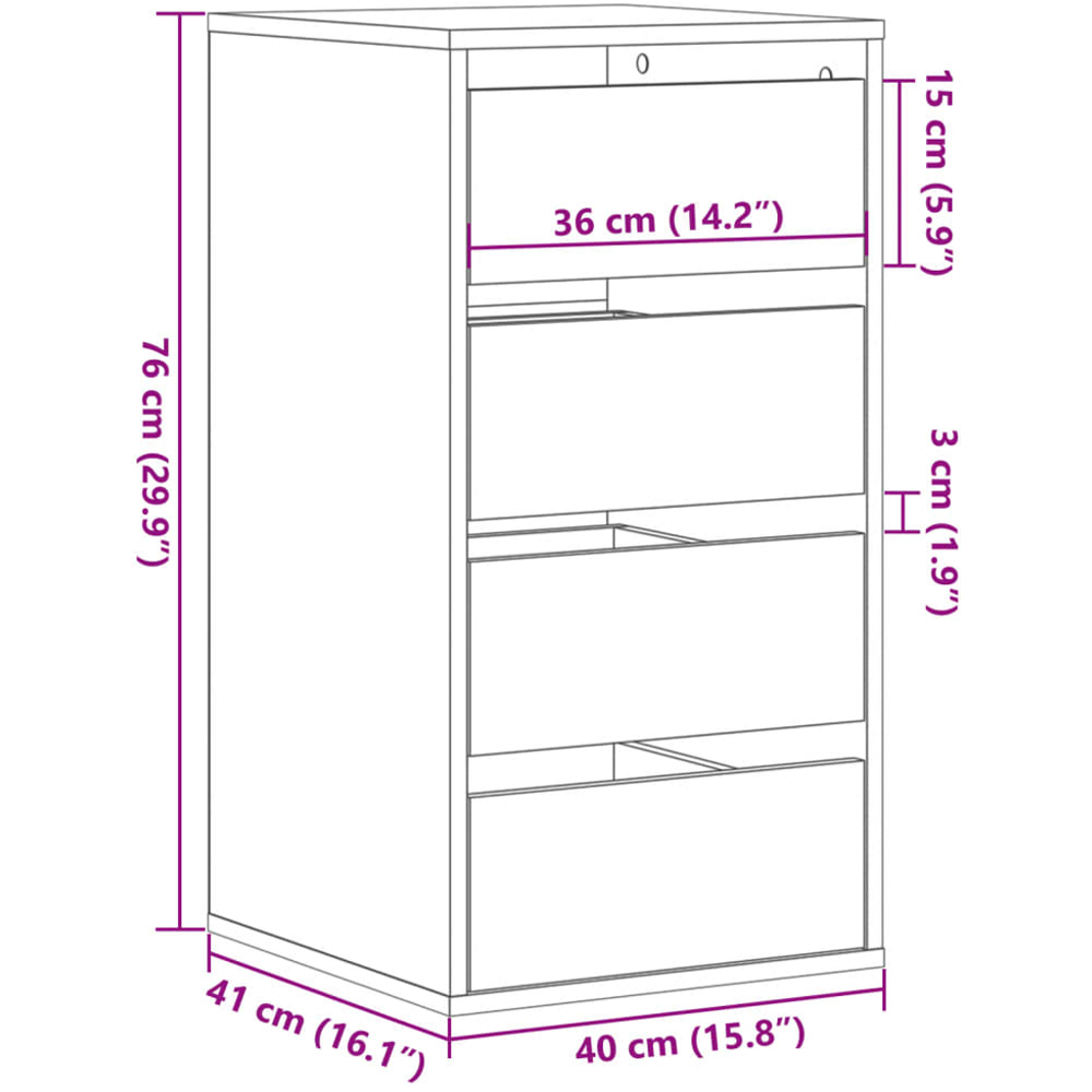 vidaXL 4 Drawer White Wooden Chest of Drawers Image 9
