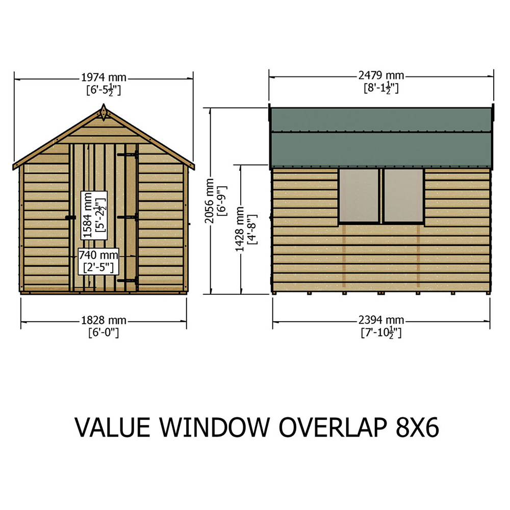 Shire 8 x 6ft Dip Treated Overlap Shed with Window Image 6
