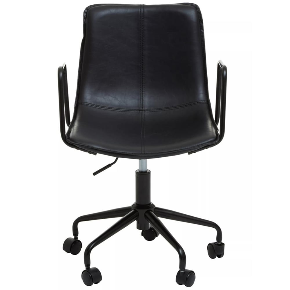 Premier Housewares Branson Black Leather Swivel Office Chair Image 3