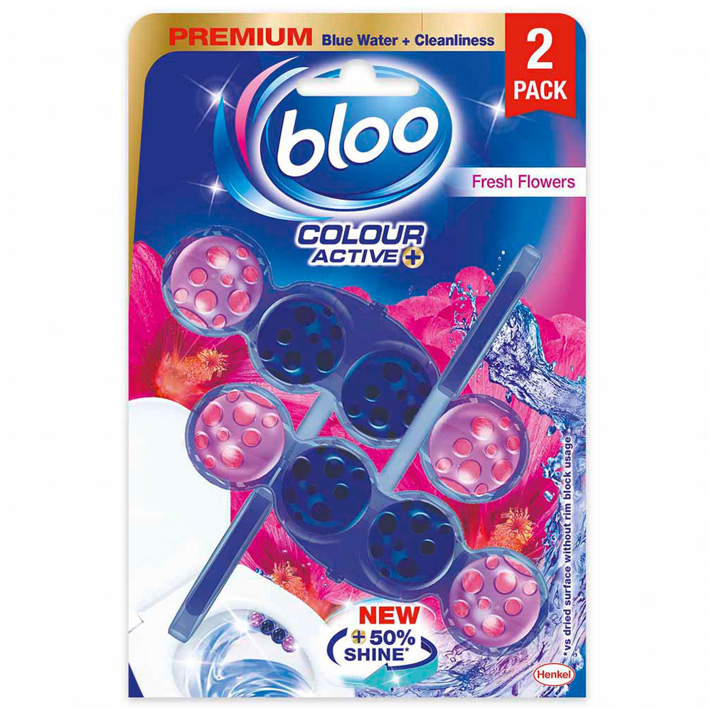 Bloo Colour Active Fresh Flowers Toilet Rim Block 2 x 50g Image 1