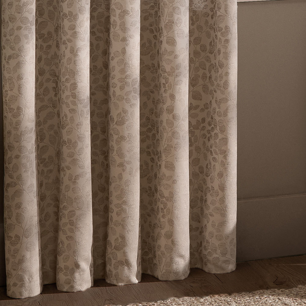 Wylder Grace Leaf Taupe Jacquard Fully Lined Eyelet Curtains 168 x 229cm Image 5