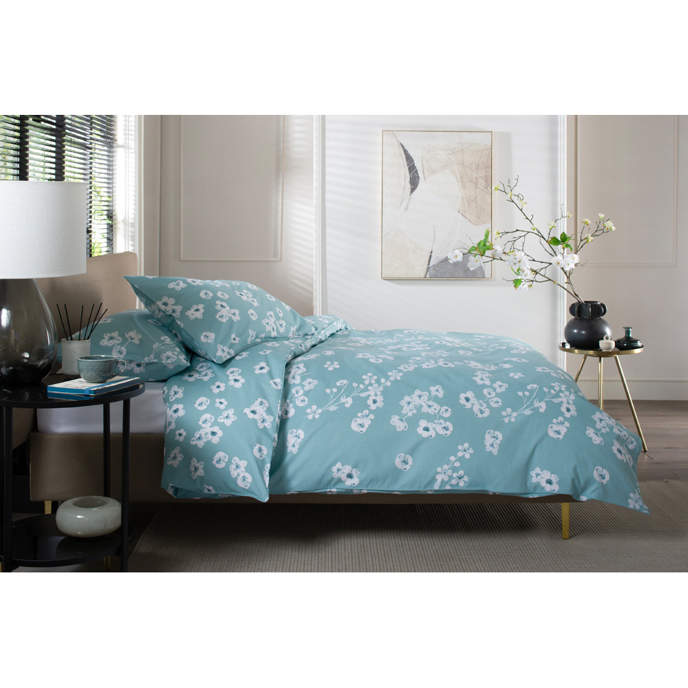 The Lyndon Company Petite Fleure Super King Size Duck Egg Duvet Set Image 2