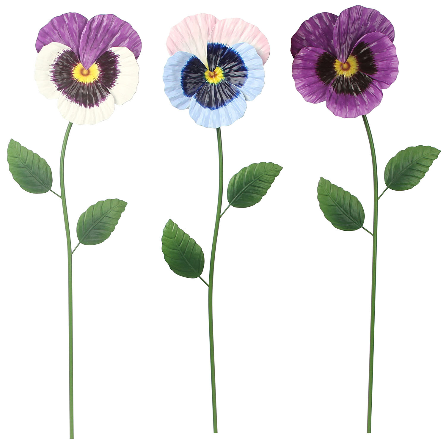 Metal Large Pansy Garden Stake - Multicolour Image