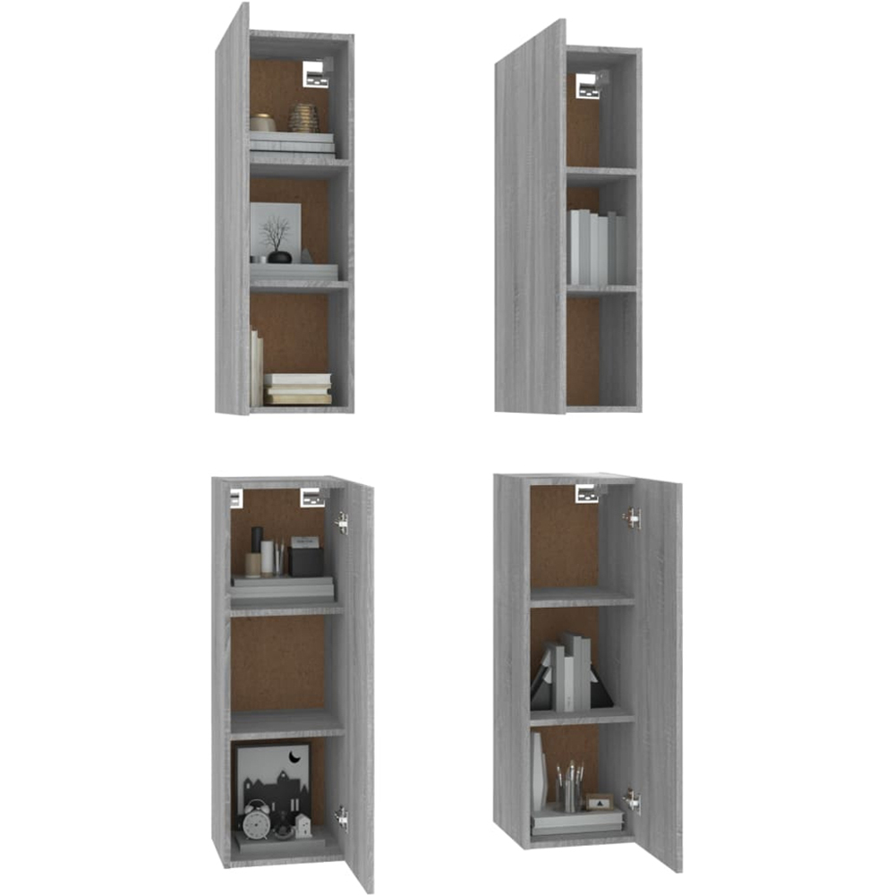 vidaXL Single Door Grey Sonoma TV Cabinet Set of 4 Image 3