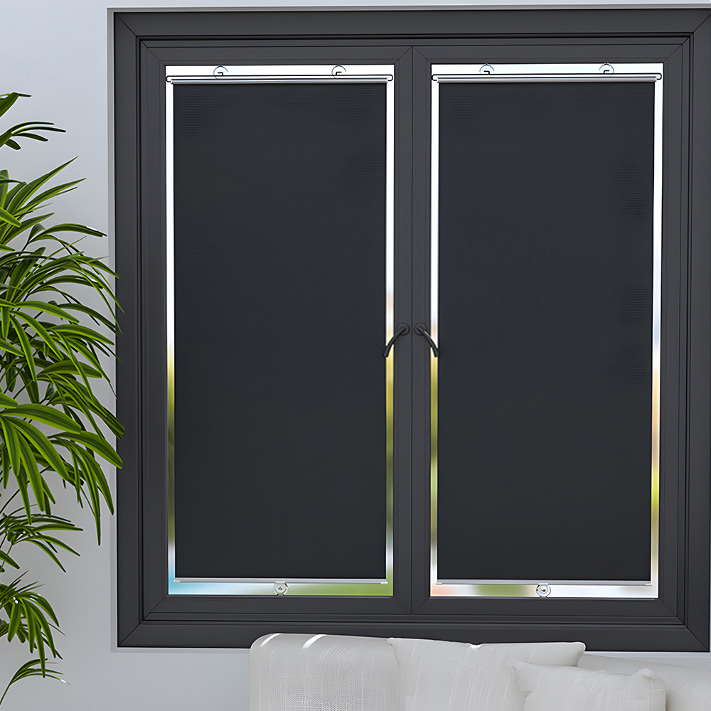Living and Home Titanium Silver and Black Roller Blinds 58cm 2 Pack Image 7