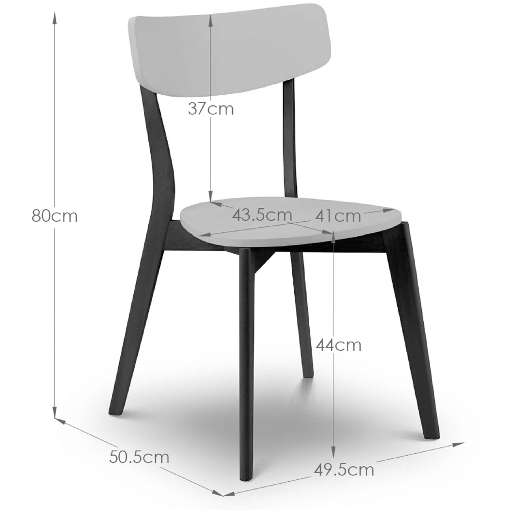 Julian Bowen Casa Set of 2 Grey and Black Dining Chairs Image 7