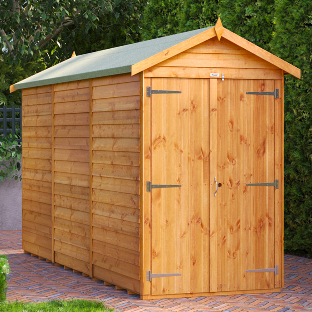 Power Sheds 12 x 4ft Double Door Overlap Apex Wooden Shed Image 2