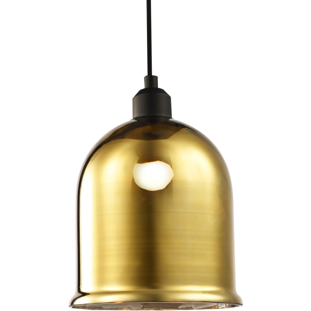 Happy Homewares Bell Shaped Gold Plated Glass Lower Rim Pendant Shade Image 3
