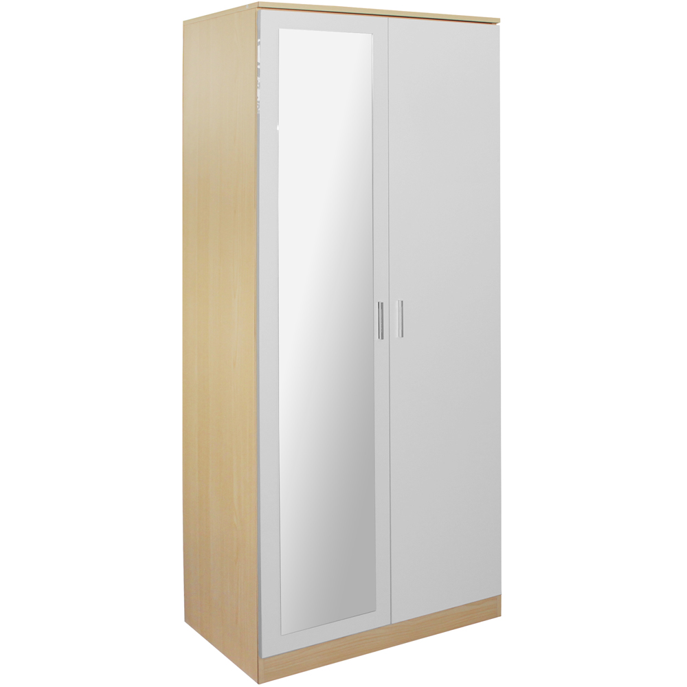 Brooklyn 2 Door White High Gloss Mirror Wardrobe Image 3