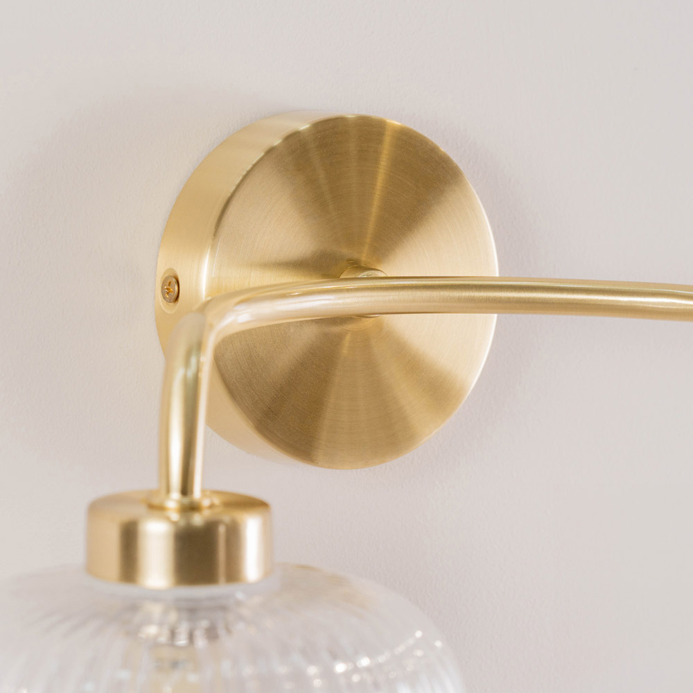ValueLights Amaia Gold 2 Way Clear Ribbed Glass LED Wall Light 2 Pack Image 4
