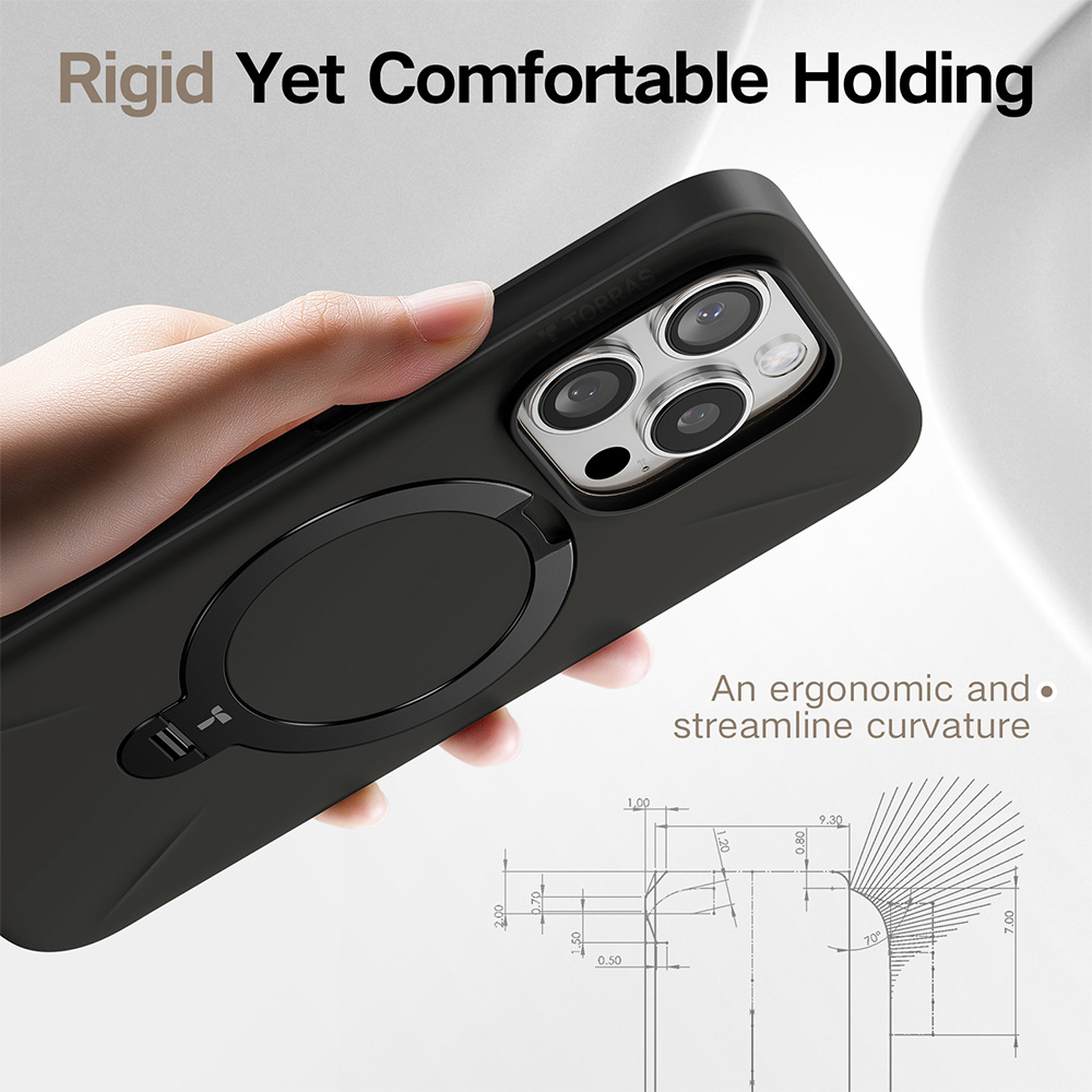 Torras Ostand Spin Black iPhone 16 Pro Max Fusion Phone Case Image 6