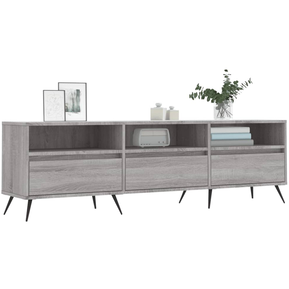 vidaXL 3 Drawer 3 Shelf Grey Sonoma TV Cabinet Image 3