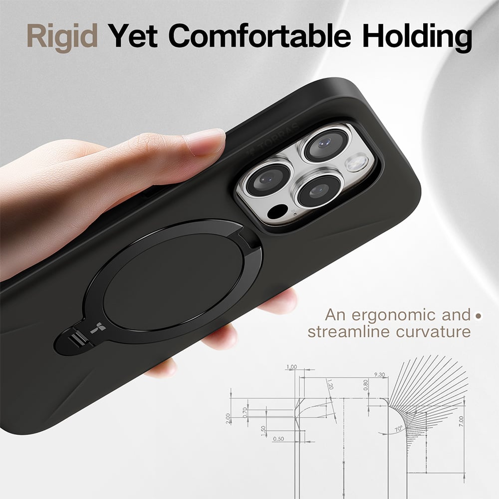 Torras Ostand Spin Black iPhone 16 Pro Fusion Phone Case Image 6