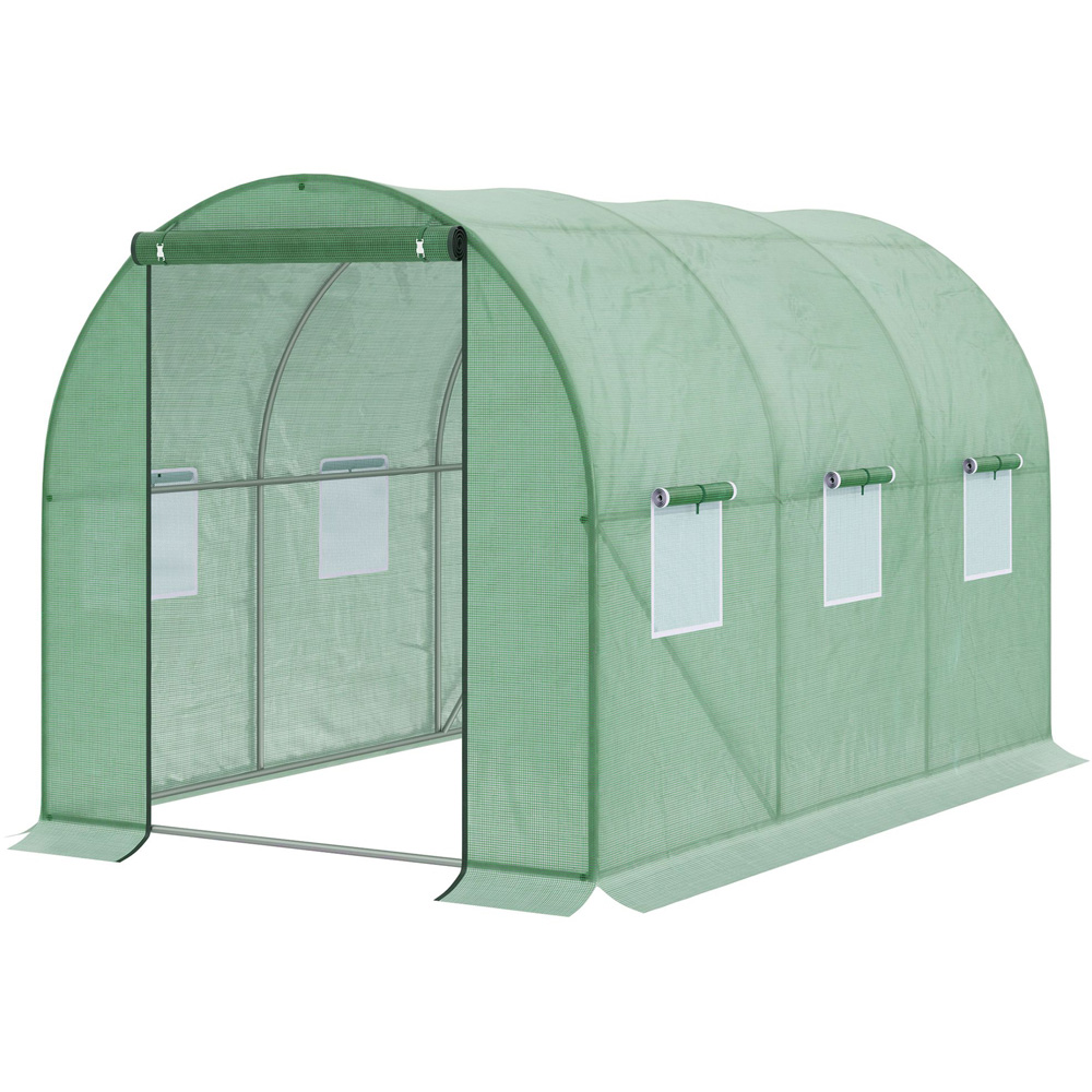 Outsunny Green Steel 9 x 6ft Walk In Greenhouse Image 1