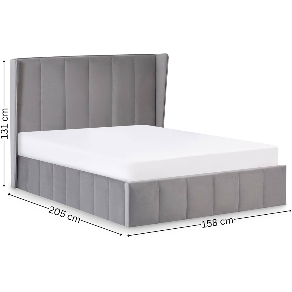 Julian Bowen Katie Double Grey Velvet Lift-Up Ottoman Bed Frame with Winged Headboard Image 9