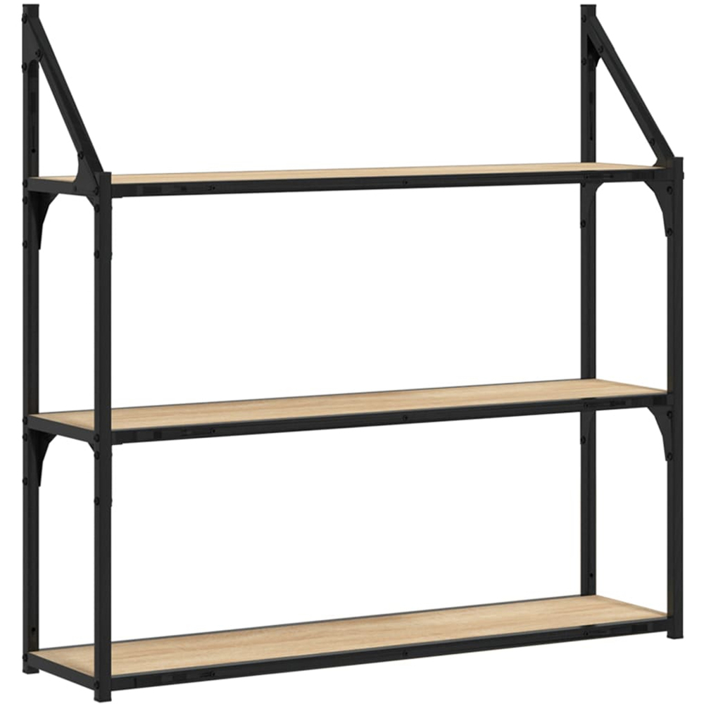 vidaXL 80cm 3 Shelf Sonoma Oak Wall Shelf Image 1