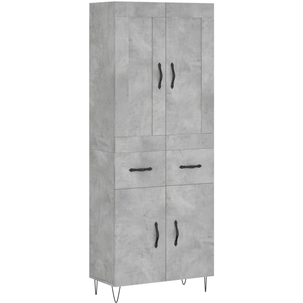 vidaXL 4 Door 2 Drawer Concrete Grey Highboard Image 2