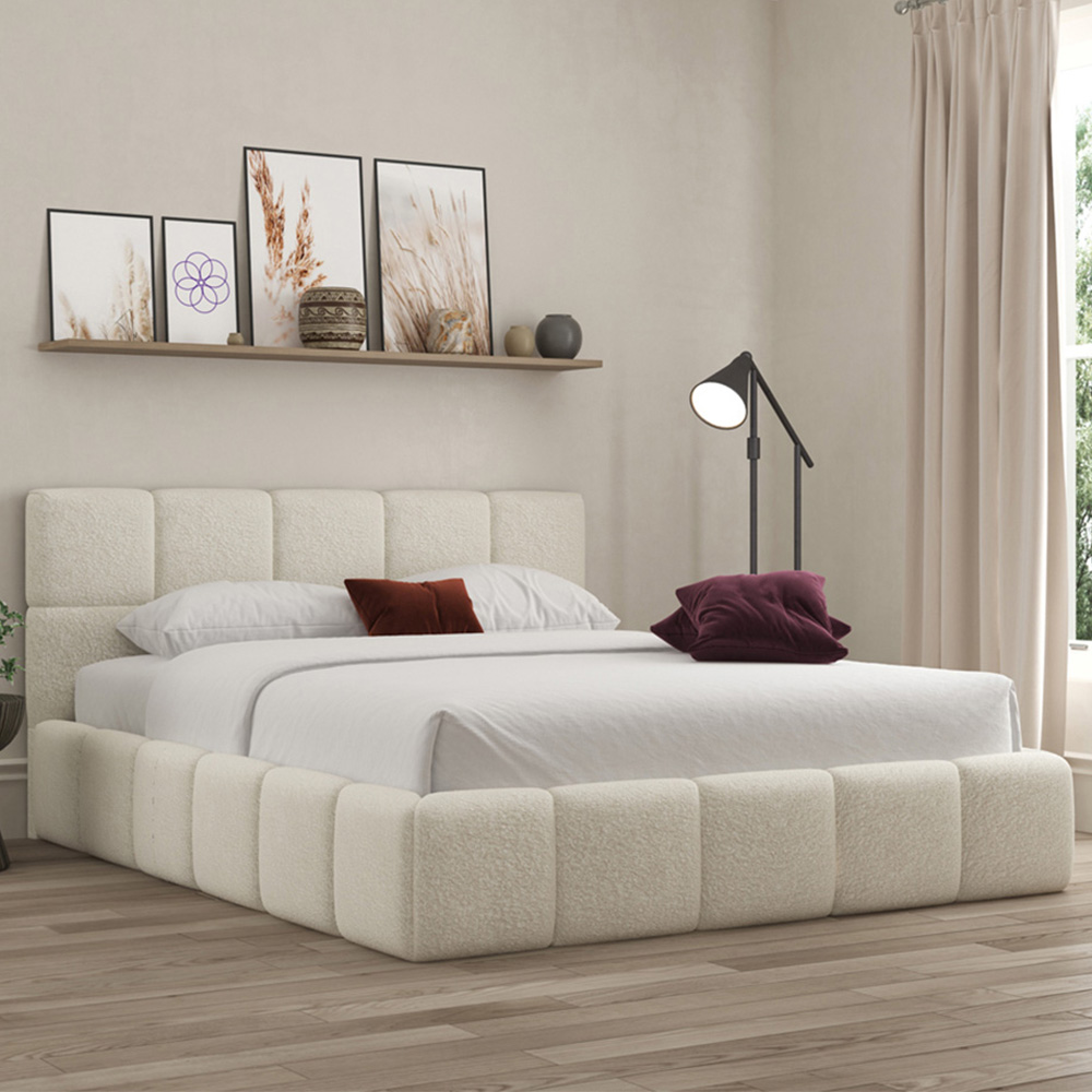 DS Living Ovella Double Ivory Cubed Ottoman Bed Image 1
