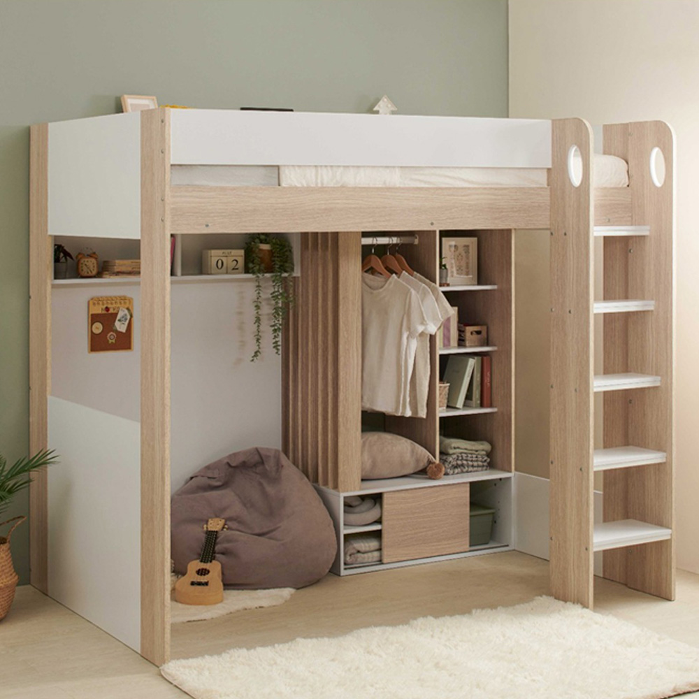 Flair Hampton Single White and Oak High Sleeper Frame Image 1