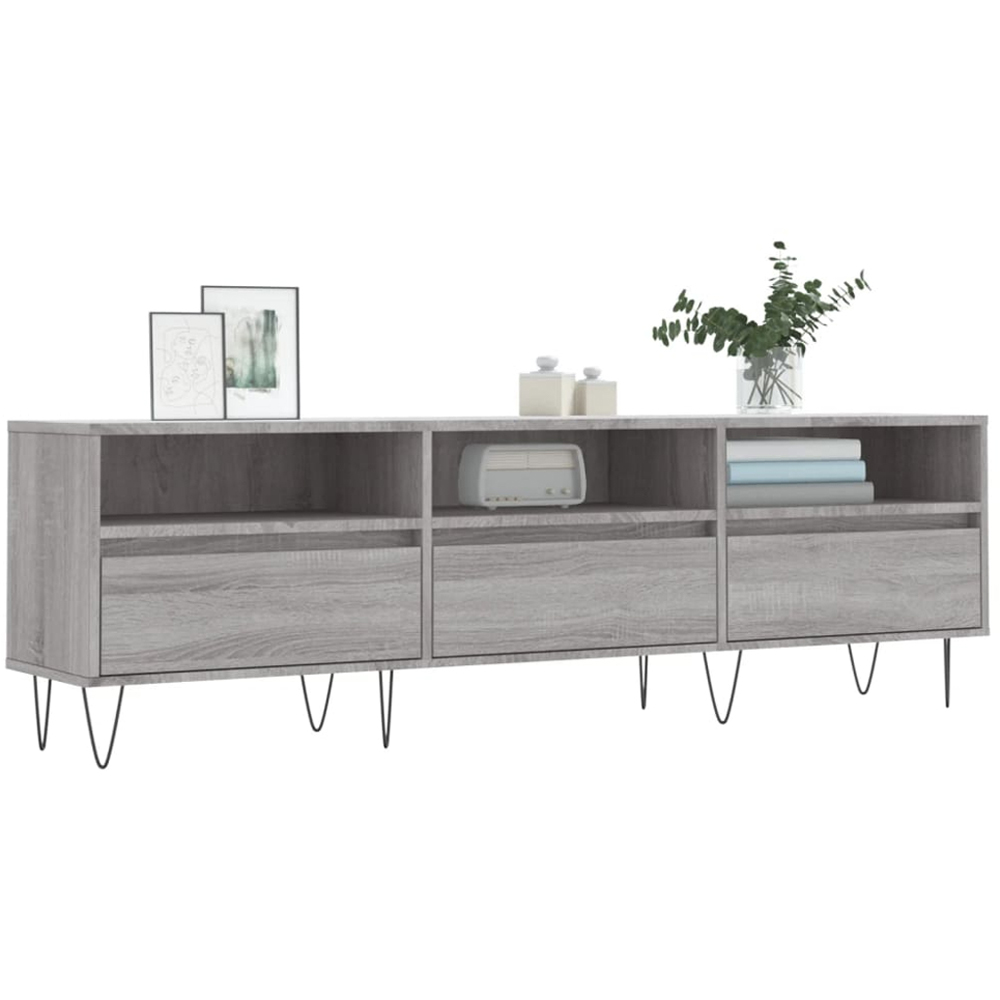 vidaXL 3 Door 3 Shelf Grey Sonoma TV Cabinet Image 3
