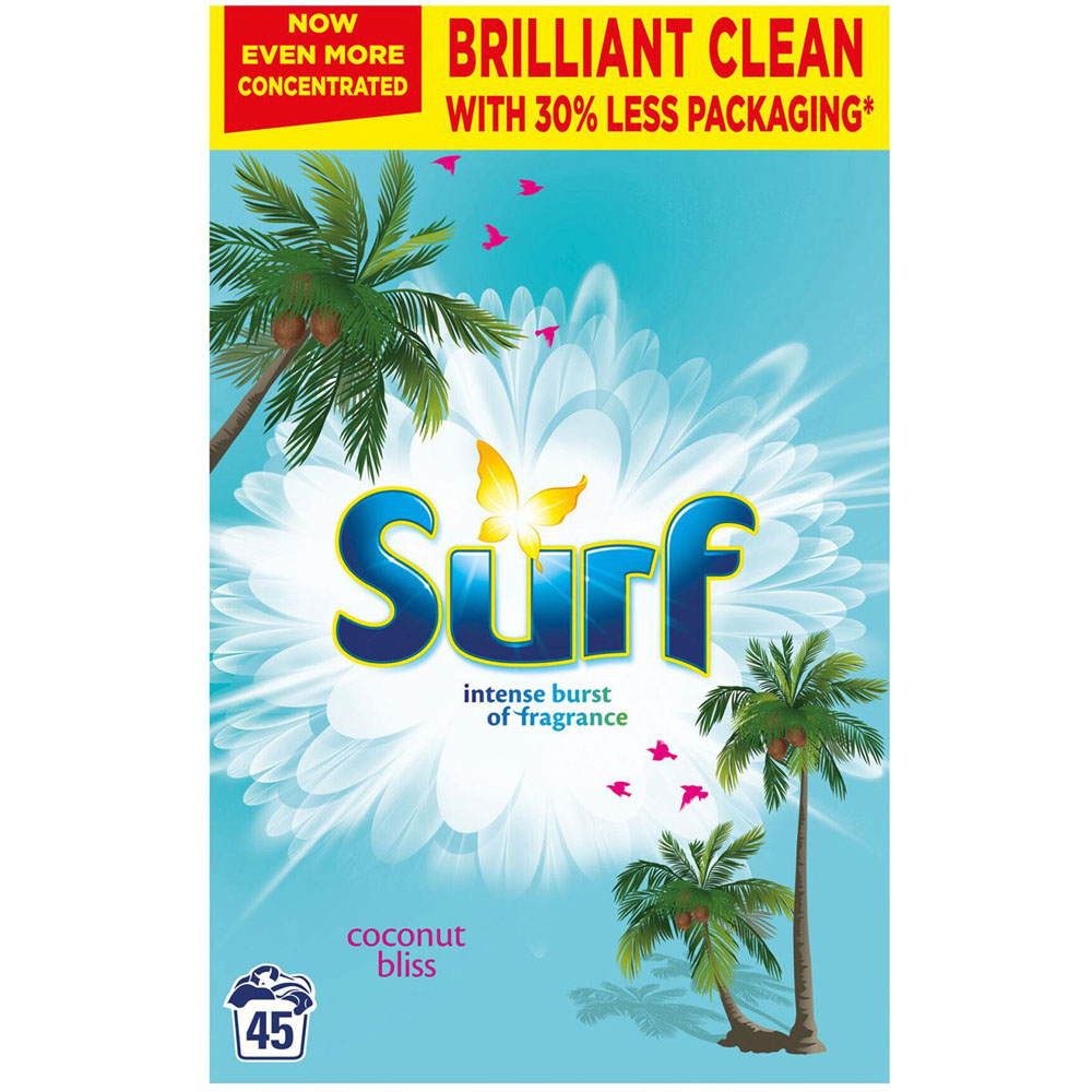Surf Concentrated Coconut Bliss Laundry Powder 45 Washes 2.25kg 2 Pack Image 2