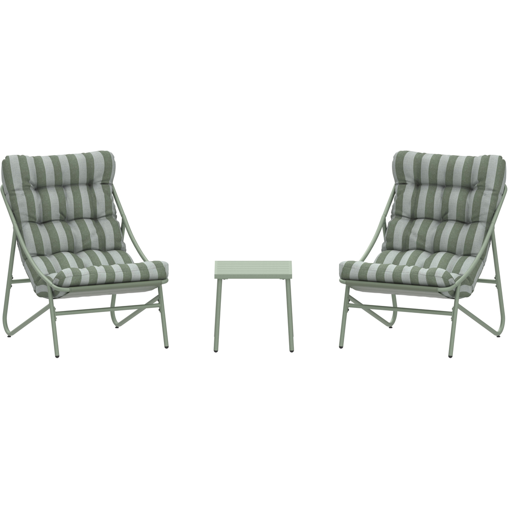 Charles Bentley Porto 2 Seater Green Stripe Olefin Fabric Garden Bistro Set Image 2