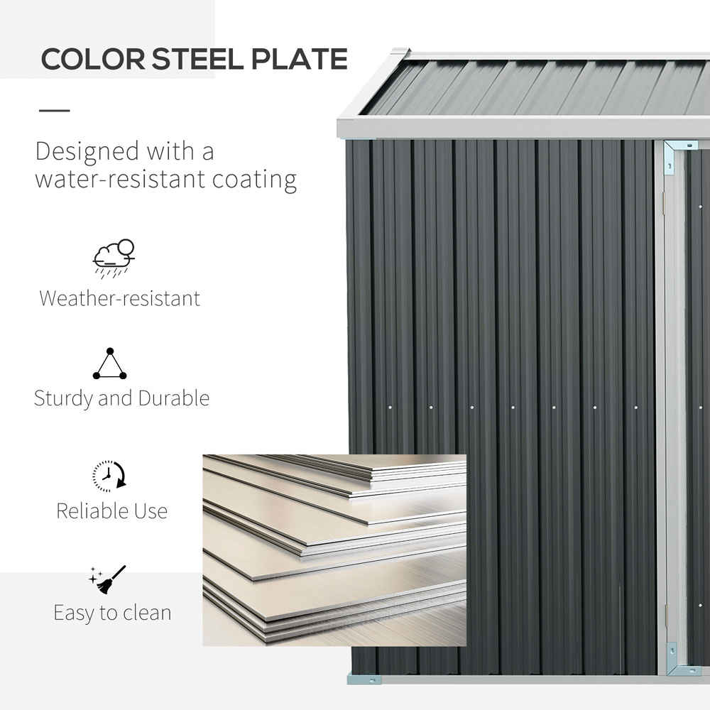 Outsunny 14 x 8ft Grey Metal Apex Garden Shed Image 5