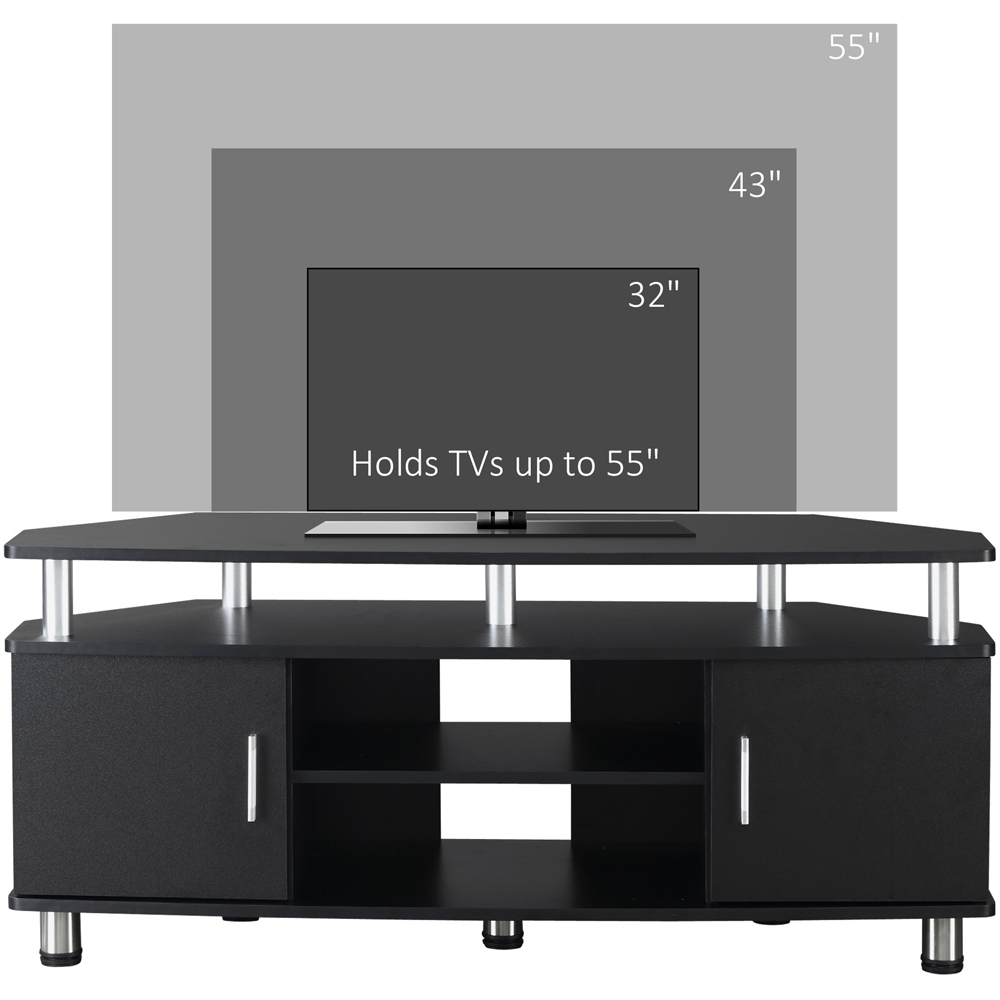Portland 2 Door 2 Shelf Black Aluminium TV Cabinet Image 4