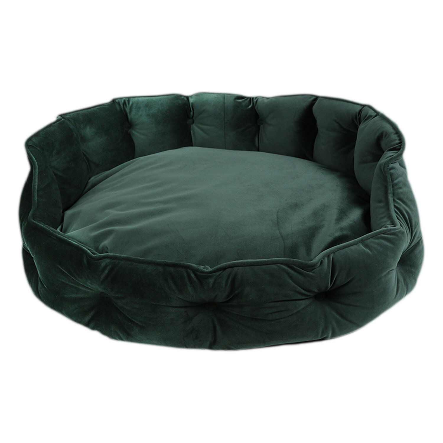 Clever Paws Small Emerald Round Velvet Pet Bed Image 1