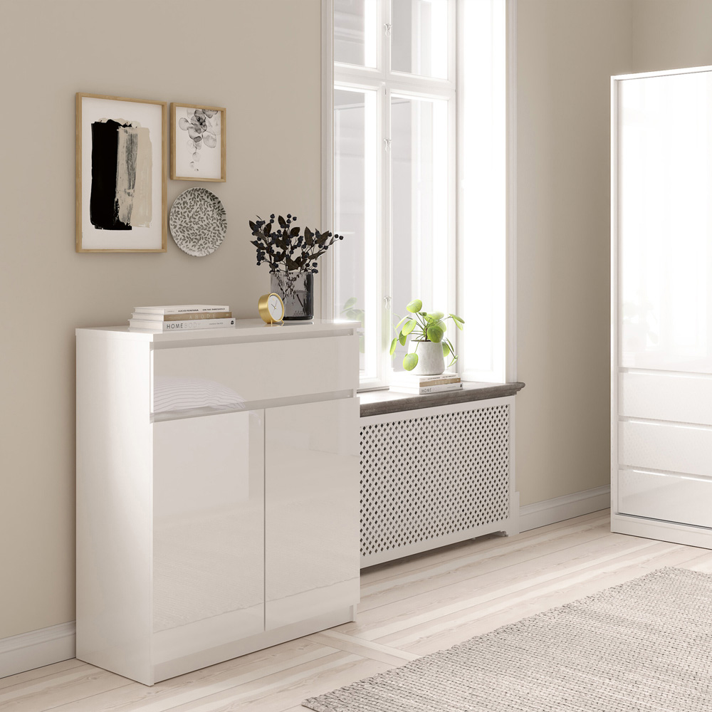 Florence 2 Door Single Drawer White High Gloss Sideboard Image 6