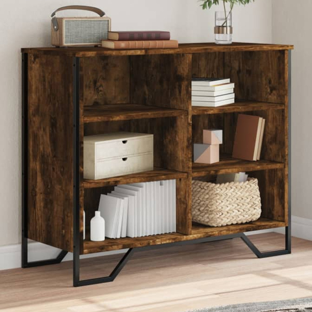 vidaXL 6 Shelf Smoked Oak Sideboard Image 1