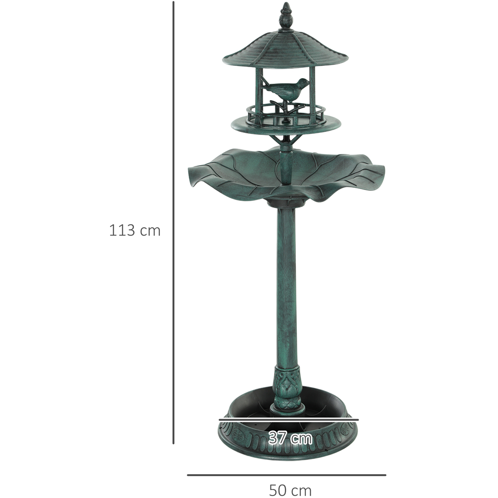 Outsunny 3-in-1 Green Garden Bird Bath with Feeder and Planter Image 9