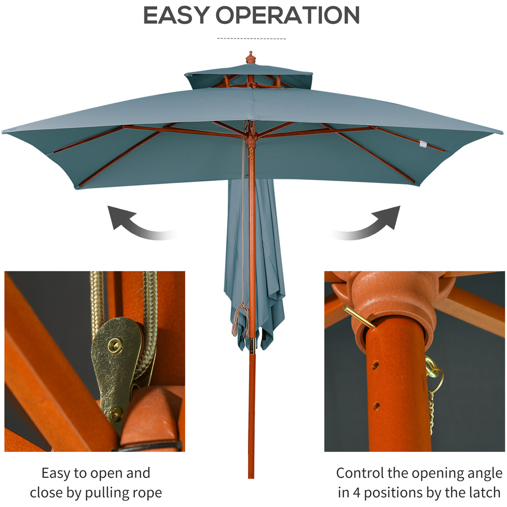 Outsunny Dark Grey Wood Umbrella Parasol 3m Image 6