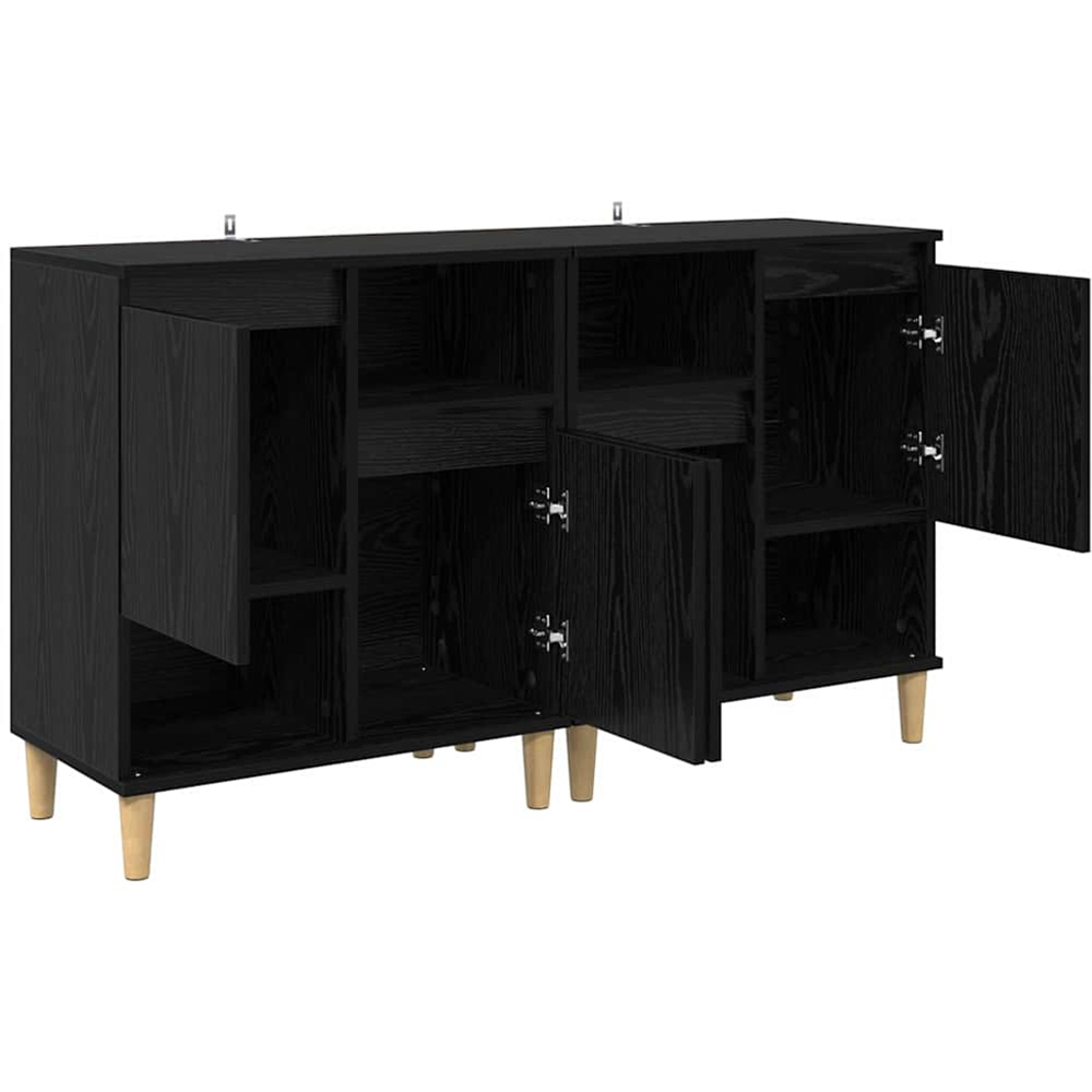 vidaXL 2 Door 2 Shelf Black Oak Compact Sideboard Set of 2 Image 6