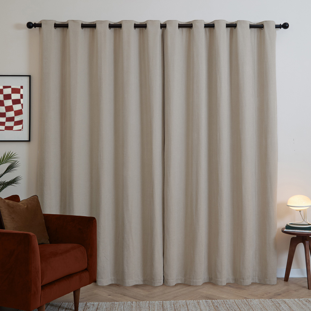 Furn Natural Soft Chenille Blackout Eyelet Curtains 117 x 183cm Image 2