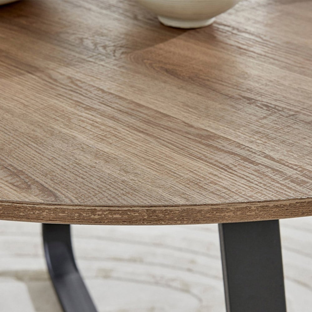 Furniturebox Fira Valera Wood Effect 4 Seater Round Dining Set Brown and White Image 5