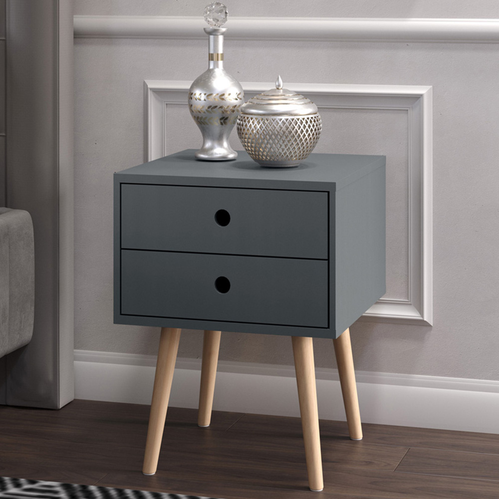 Scandia 2 Drawer Midnight Blue Bedside Table Image 1