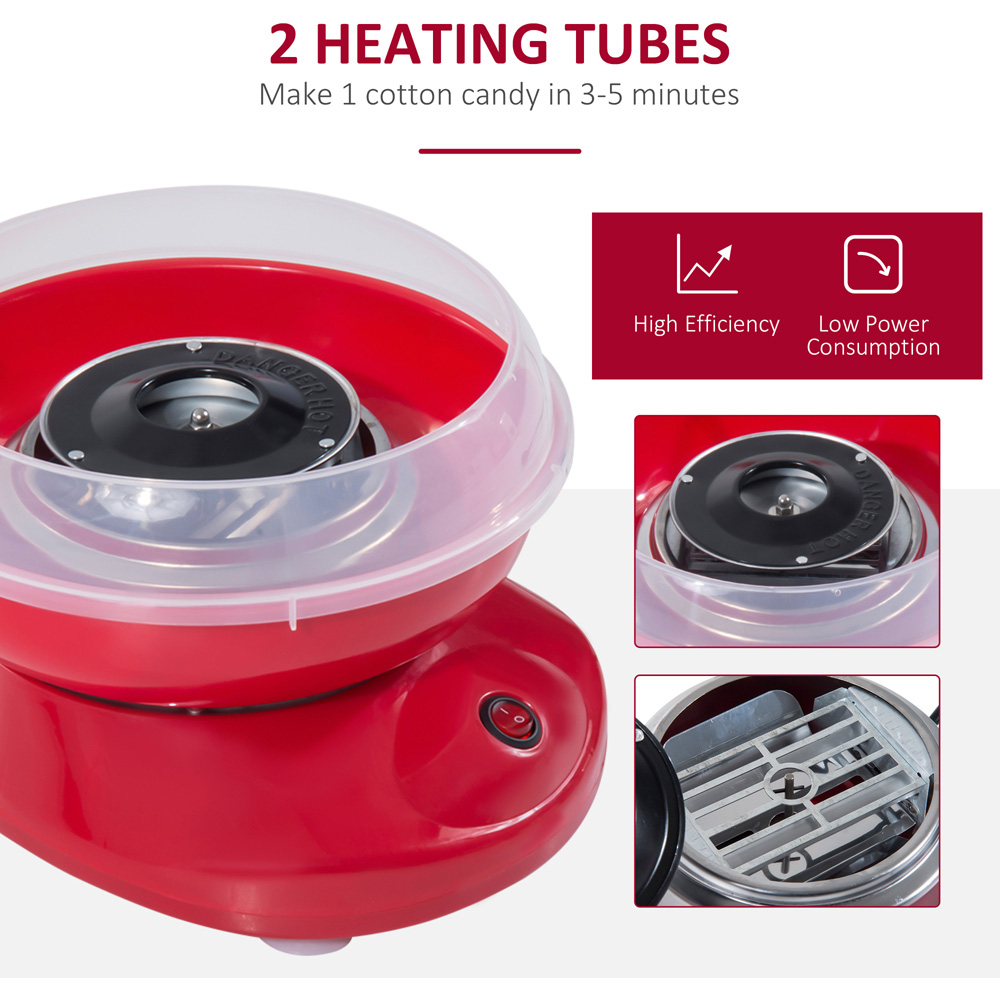 HOMCOM 800-017RD Red Electric Cotton Candy Machine with Equipment 500W Image 4